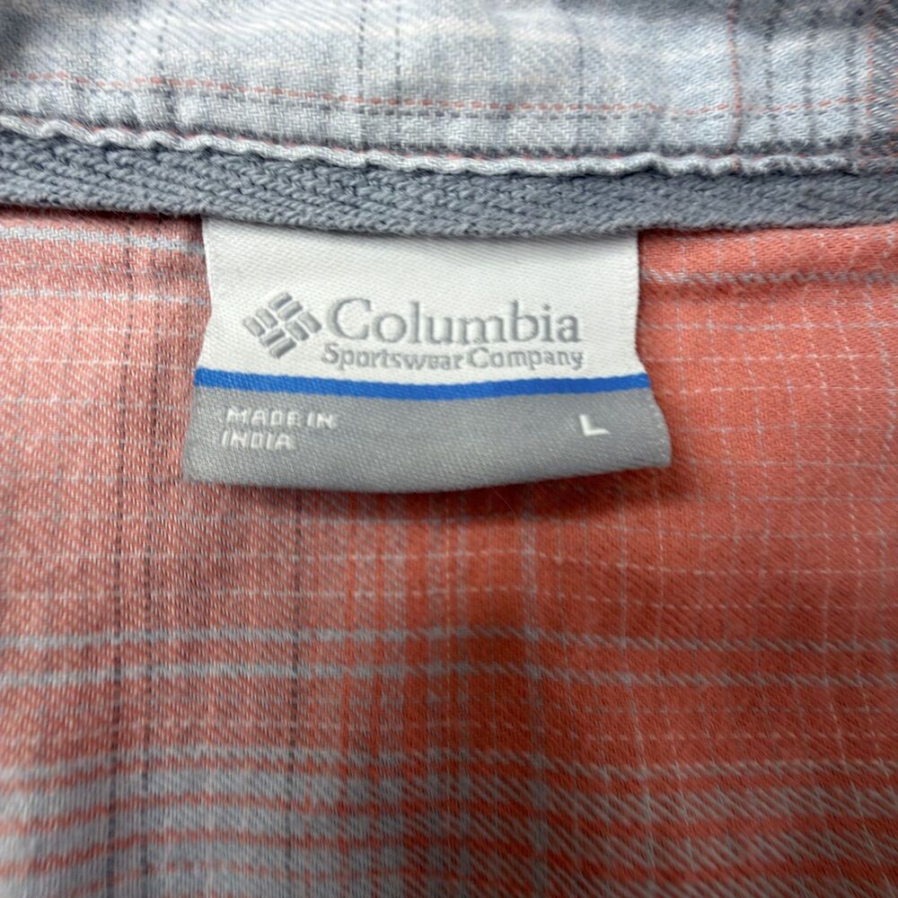 columbia women's large plaid tunic shirt bundle of 2 half button blue & coral - Picture 6 of 11